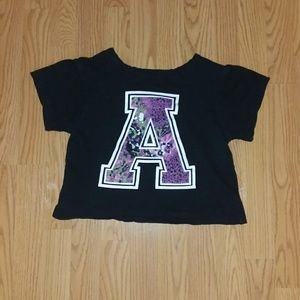 Black Disney "A" print cropped shirt